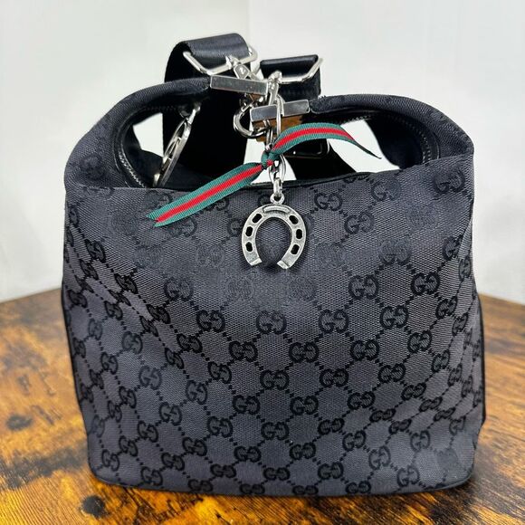 Gucci GG Monogram‎ Shoulder Bag Black Canvas - Picture 1 of 16